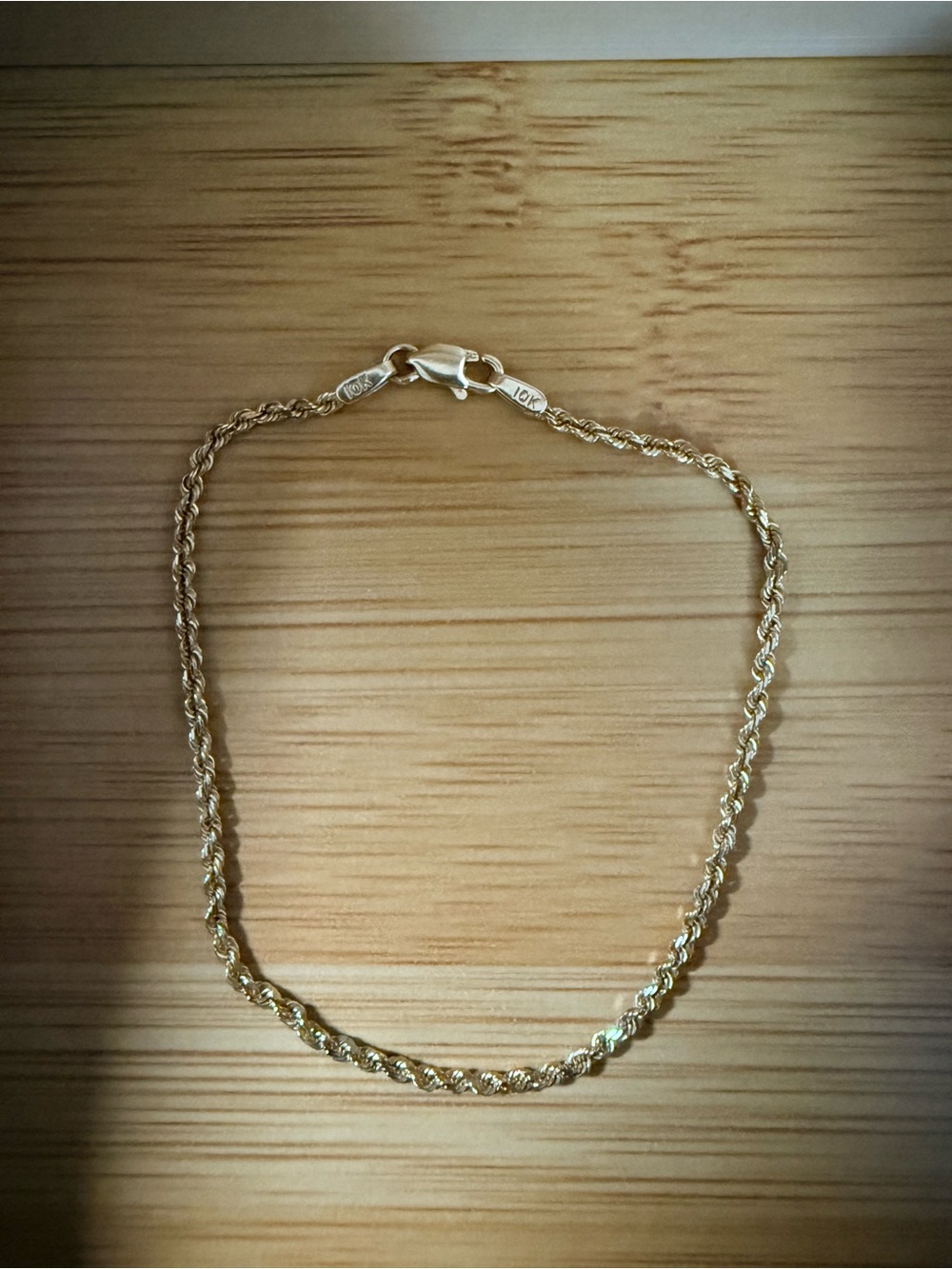 10K yellow Gold Rope Chain Bracelet - Classic Yellow Gold